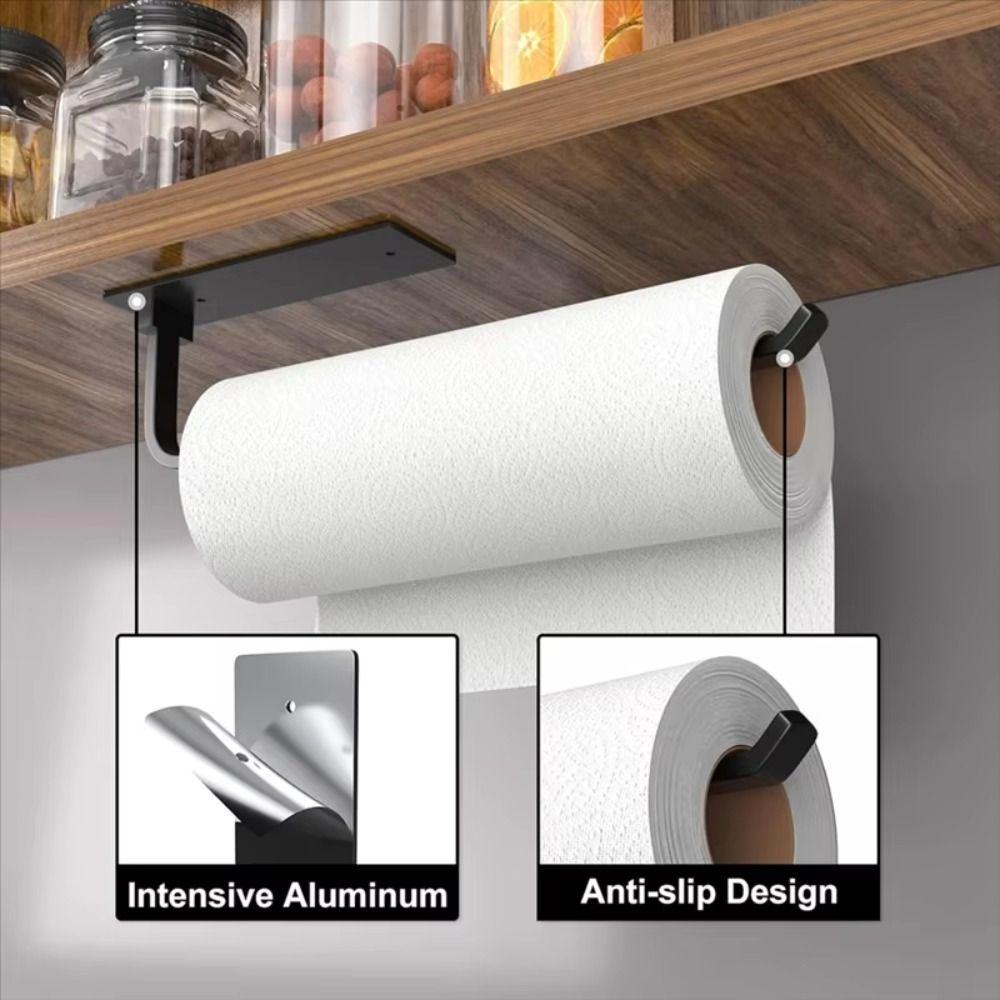 Rust-proof Paper Towel Holder Under Cabinet Hanging Towel Roll Stand  Washroom