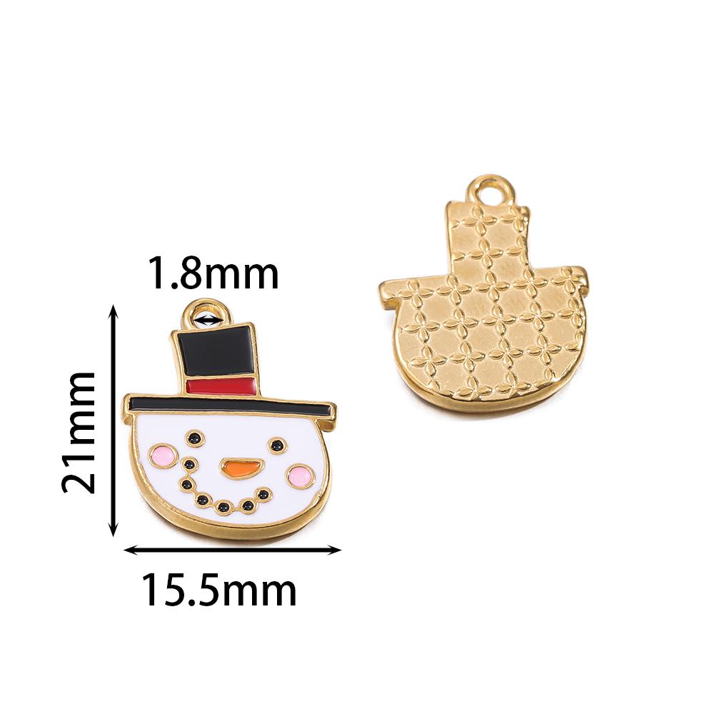 1pcs Stainless Steel Christmas Charms Gold Color Santa Claus Christmas Tree Enamel Pendants For DIY Earrings Necklaces Making