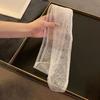 Women Silk Scarf Hollow Embroidery Lace Floral Leaf Design Ribbon Solid Color Lightweight Hair Tie Street Wear