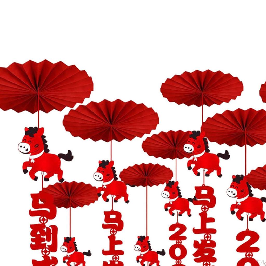 10 Pieces Happy Year Ceiling Decorations Spring Festival Decor with Tassels Hanging
