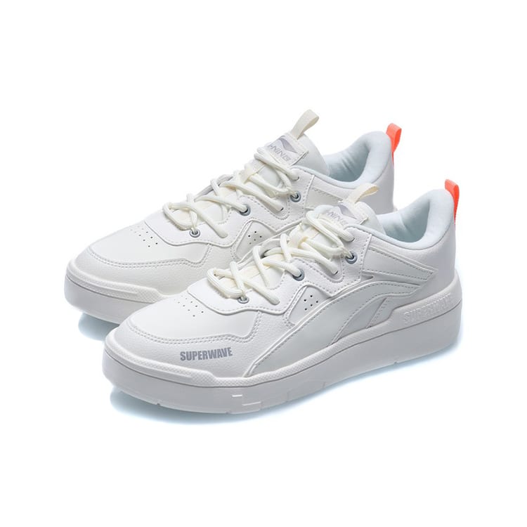 Li Ning Wave Superwave Lo Antidérapant Résistant à l'abrasion Basse top Chaussures de Skateboard Femme Blanc AGCQ228-1