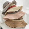 Bucket hat flower versatile summer hat women beach outing shading sun protection straw hat woven material