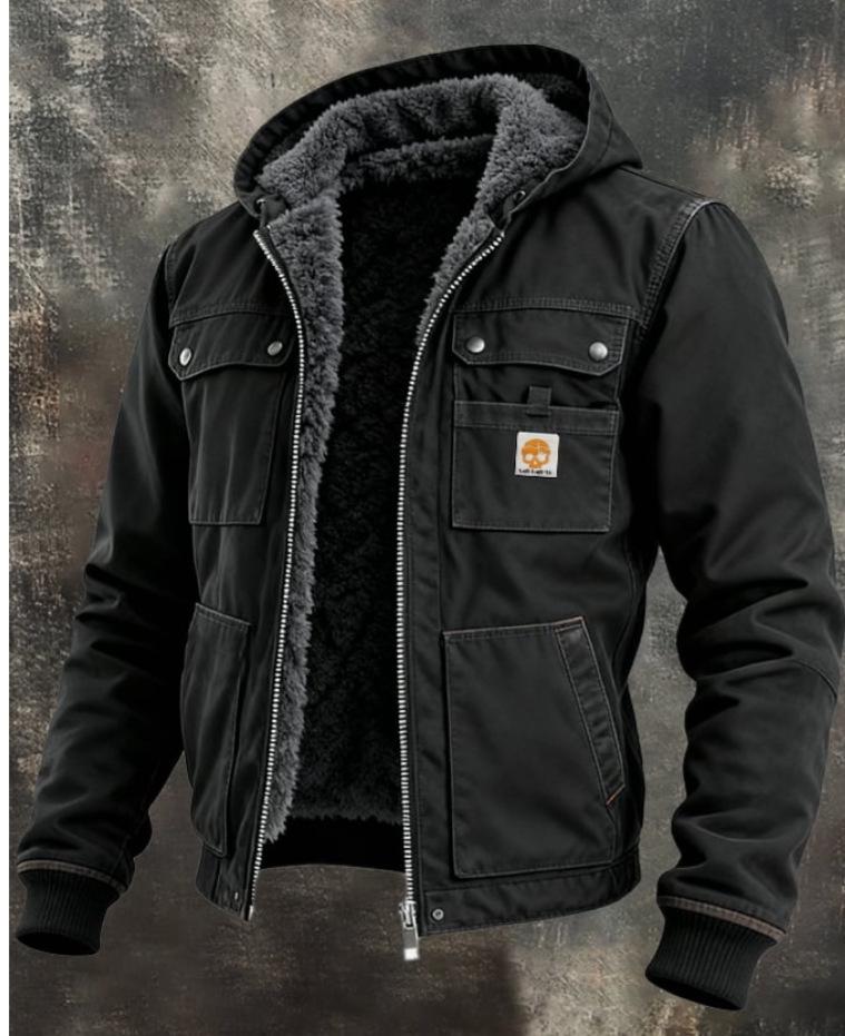 European and American Plus Velvet Hooded Jacket for Autumn and Winter