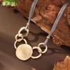 New Brushed Irregular Round Leather Rope Magnetic Attraction Necklace, Women's Exaggerated Geometric Brushed Round Neck Chain
