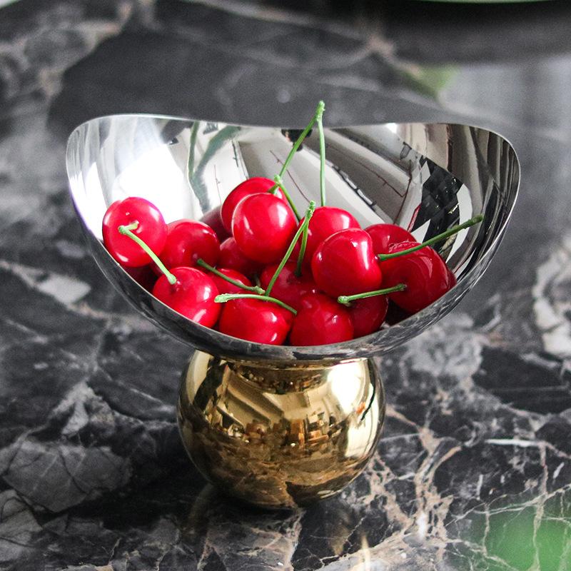Stainless Steel Fruit Tray, Irregularly Designed Metal Ball Snack Bowl, Jewelry Storage Tray, Living Room Decoration Ornament