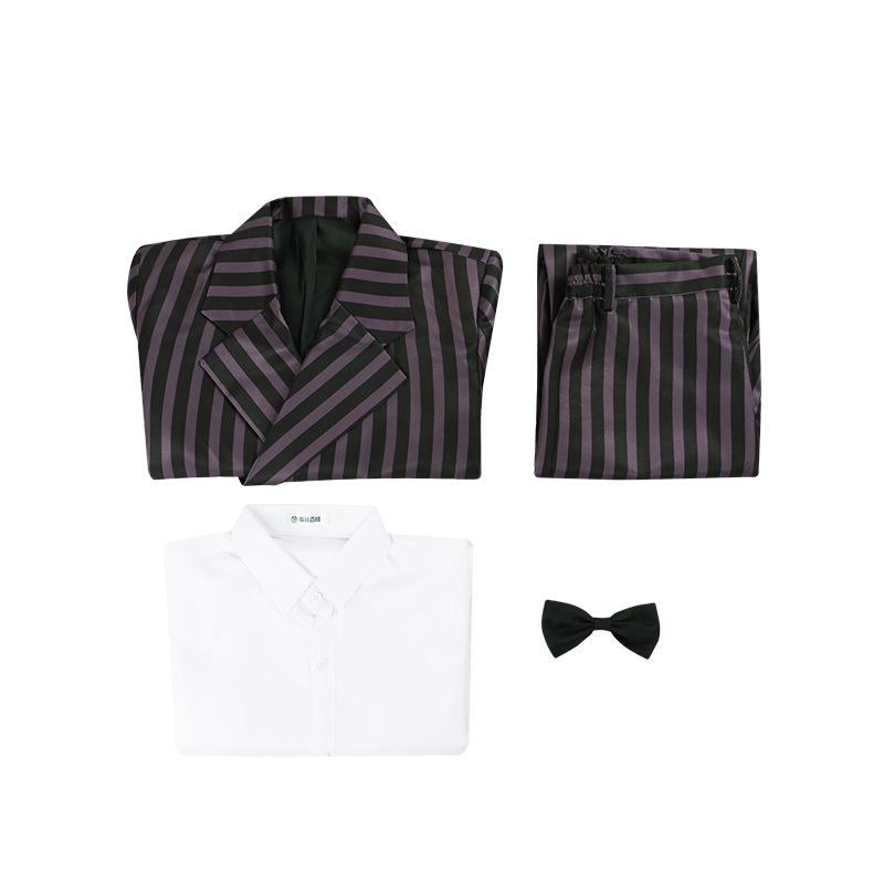 The Addams Family Wednesday & Gomez Cosplay Costume, Black Suit Halloween Outfit