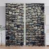 2PC Home Brick and Stone Wallsl Curtains With Landscape Background And Pole Pocket Curtains, Kitchen, Coffee Shop, Living Room,