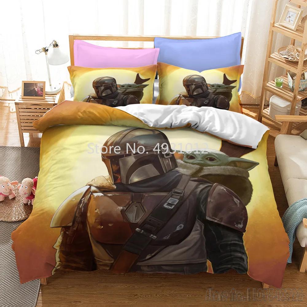 Anime 3D Printed Warrior Mandalorian Child Bedding Set Baby Duvet Cover Sets Bedclothes Twin Single King Kids Adult Gift