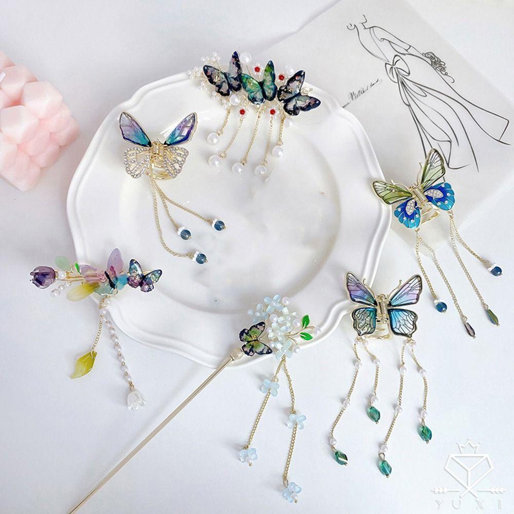

Pearl For Women Hair Crab Clip Butterfly Hair Claw Korean Style Hair Stick Hair Accessories