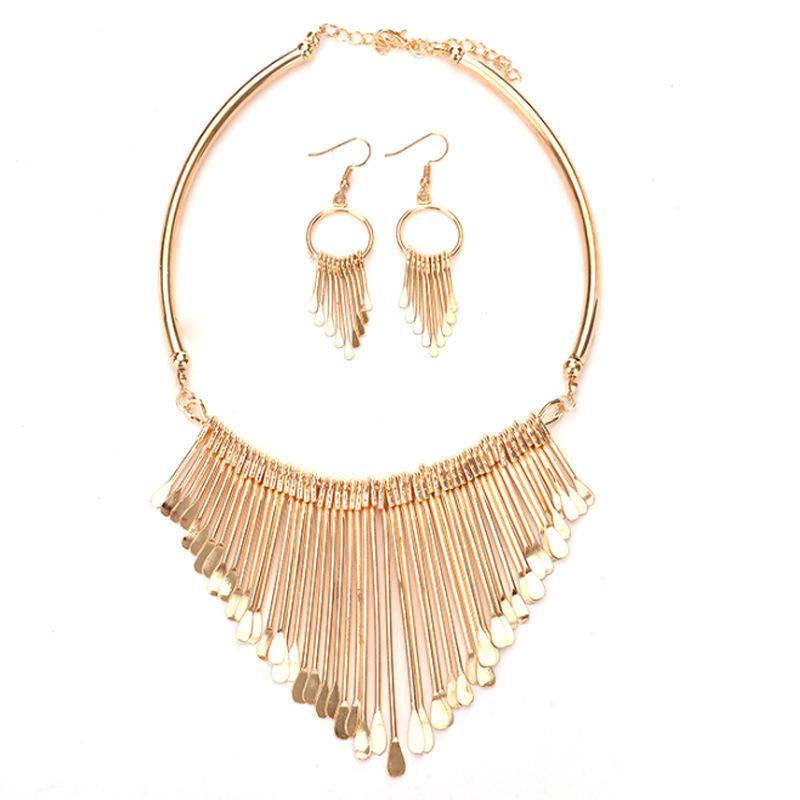

Qi Luxury Fashion Multi-Layer Tassel Necklace Set срібний