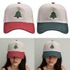 Flexible Color Block Cotton Baseball Cap With Embroidery Christmas Tree Pattern Unisex Casual Sun Protective Headwear