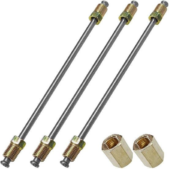 3PCS 3/16" Brake Line Kit With Fittings, Flexible 16" Long Stainless Steel Brake Lines Tubing With Inverted Double Flares & Standard Tube Nut,