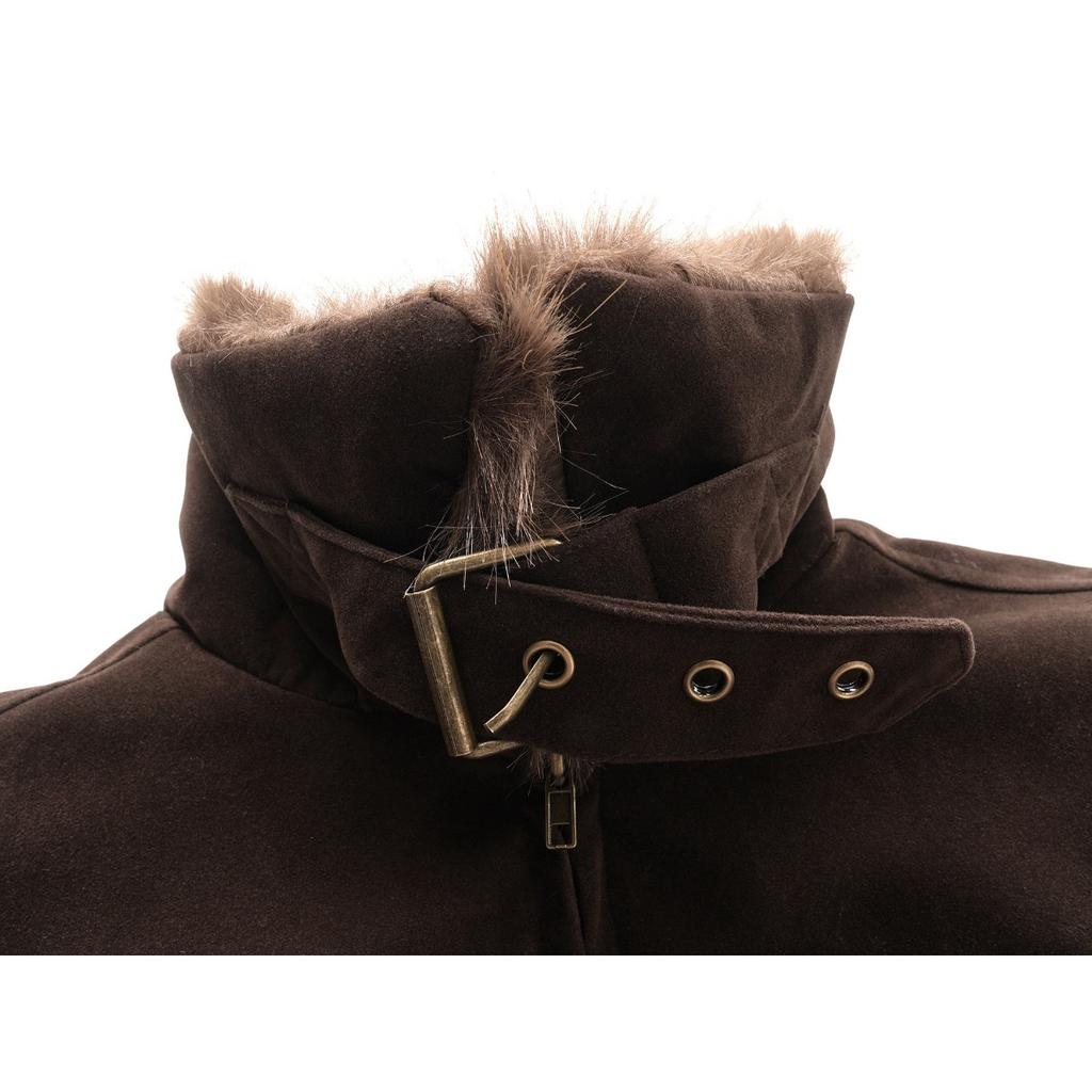 Vintage Fleece Fur Collar Cropped Jacket