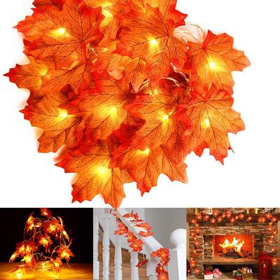 LED Maple Leaf & Rose Flower Decorative String Lights for Holiday Bedrooms