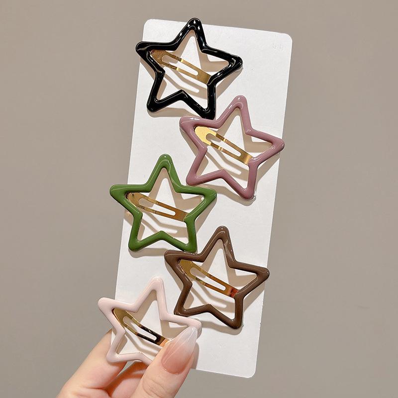 Y2K Dopamine Color Pentagram Small Hair Clip for Women & Kids - Cute Bangs & Side Hair Accessory