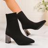 Fashion 2025 New Women Boots Soft Knitted Casual Comfortable Shoes Women Fashion Pointed Ankle Boots Women Outdoor High Heels Shoes