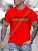 MILANO Print Men's Summer Vintage Casual Pure Cotton Oversized T-shirt Streetwear  Casual Fashion Style Clothing