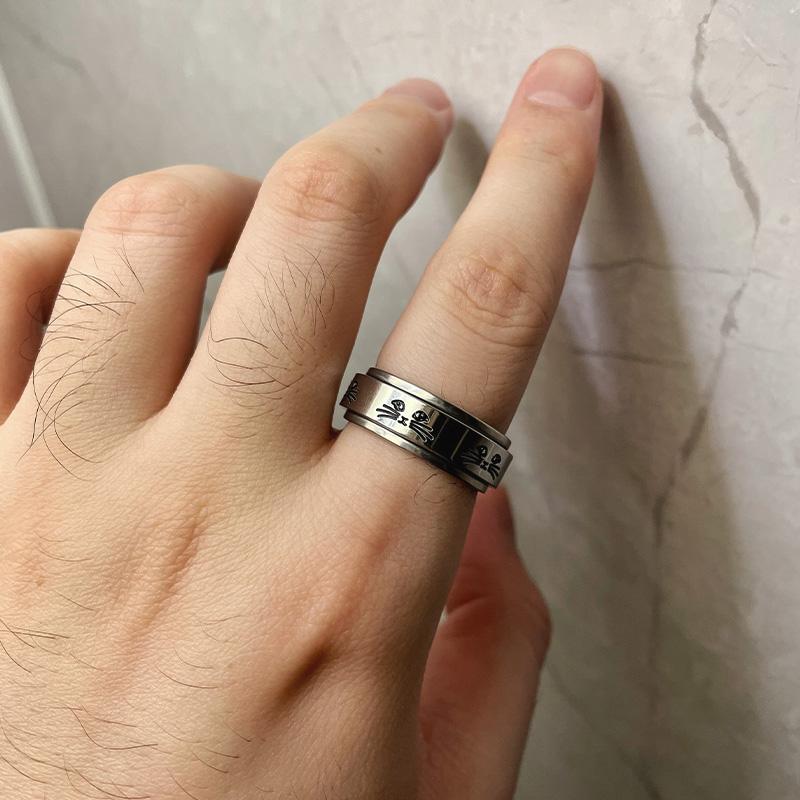 Rotatable Metal Cat Face Ring For Women Men Silver Color Stainless Steel Ring Punk Gothic Simple Accessories Kitten Jewelry Gift