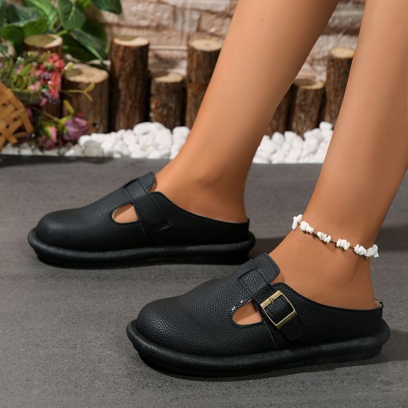Fashion 2024 Hot Sale Shoes Female Buckle Women's Slippers Spring Autumn Closed Toe Solid Solft Sole Casual Comfortable Flat Slippers