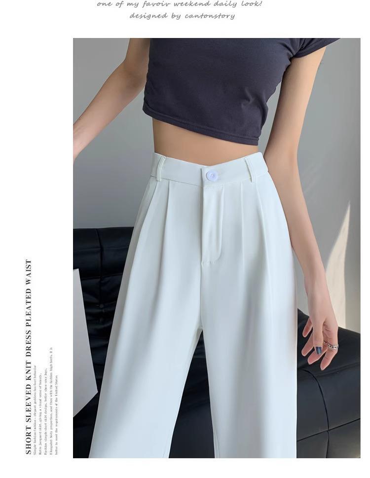 Women's High-Waisted Black Wide-Leg Slimming Pants - Petite, Floor-Length, Casual Fit