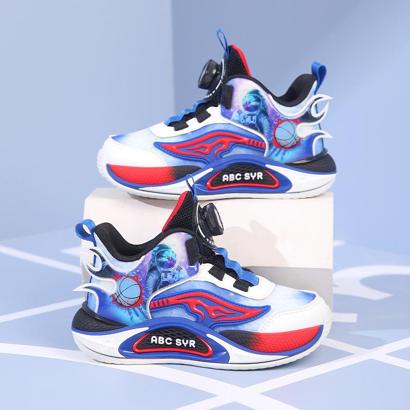 Children's sports shoes 2025 new spring and autumn primary school students boys mesh breathable non-slip actual combat boys basketball shoes