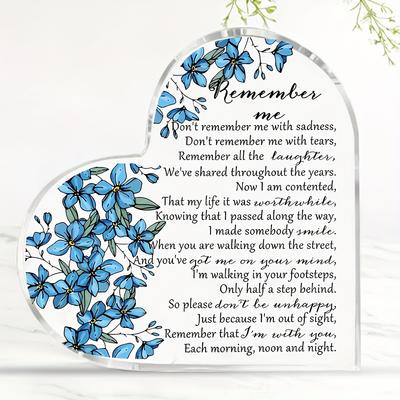 [2D Flat] [2D Flat] Acrylic Heart-Shaped Sympathy Gift for Memorials, Perfect for Honoring The Memory of a Loved One. Ideal As a Condolence Keepsake F