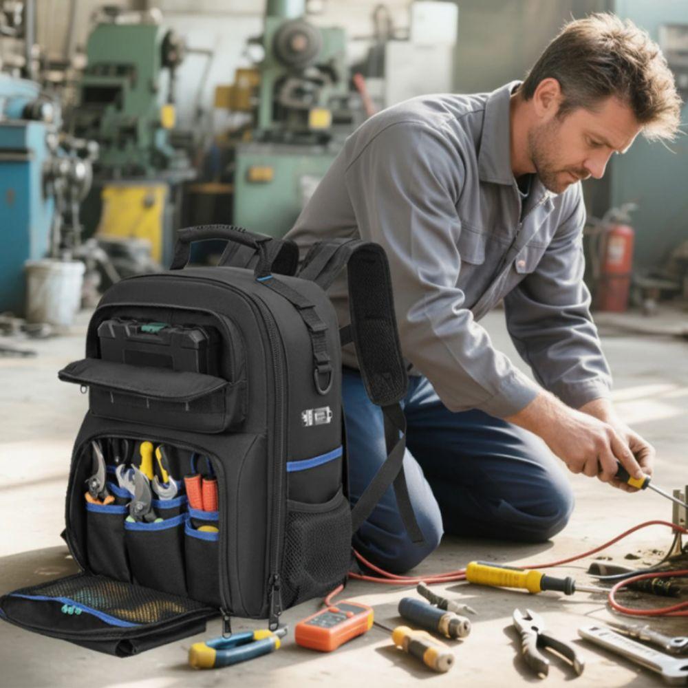 Removable Organizer Pouch Tool Backpack Waterproof Electrician Tool Bag Toolkit  Electrician