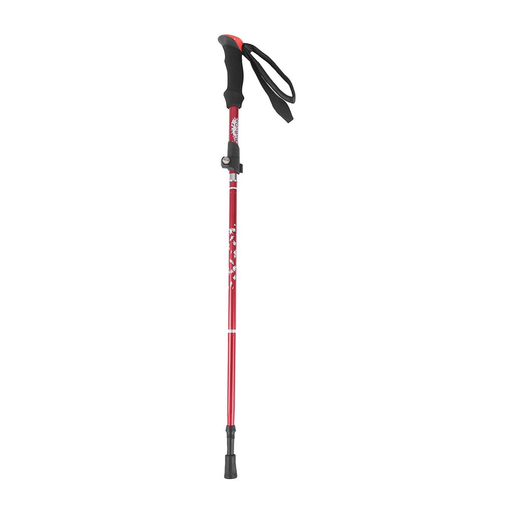 Aluminium Alloy Trekking Poles 5 Sections Collapsible Hiking Walking Climbing Sticks with Mud HoldersRed