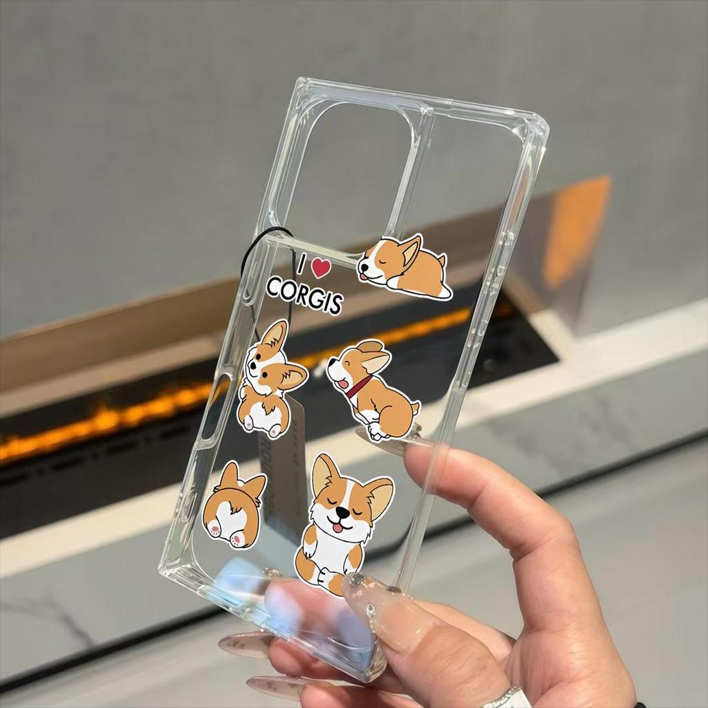 Square Back Tube Protection Clear Case For iPhone 12 11 13 16 ProMax 14 Pro Max 15 Plus Anti-Oxygen,Multiple Puppies Pattern Casing