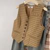 Plaid Vest for Women Cotton Sleeveless Tops Vest Oversize Casual Sleeveless Coat Buttons V-neck Camisole Vest