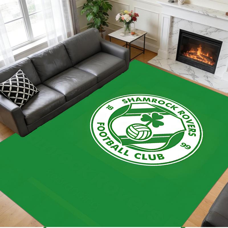 Anti‑Slip Crystal Velvet Floor Rug, Shamrock Rovers Design Carpet for Indoor Living Bedroom Home Decoration