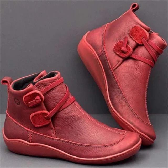 Women's Vintage Casual Short Ankle Boots Men Flat Snow Boots Shoes Vintage Booties Fashion Women Short Boot Leather