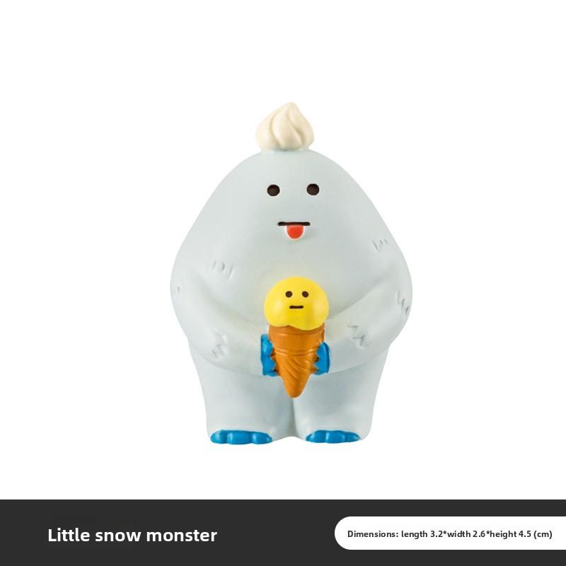 Cute handmade figurine  Snowman ice cream home desk resin small figurine craft item