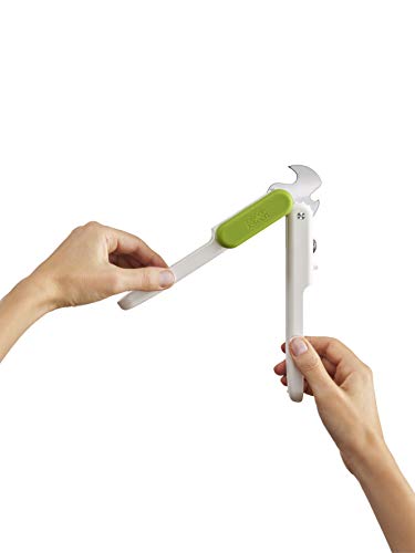 Joseph Joseph Pivot 3-in-1 Stainless Steel Can Opener, Bottle Opener, and Pull Top Opener, White/Green, 20172 [Authentic]