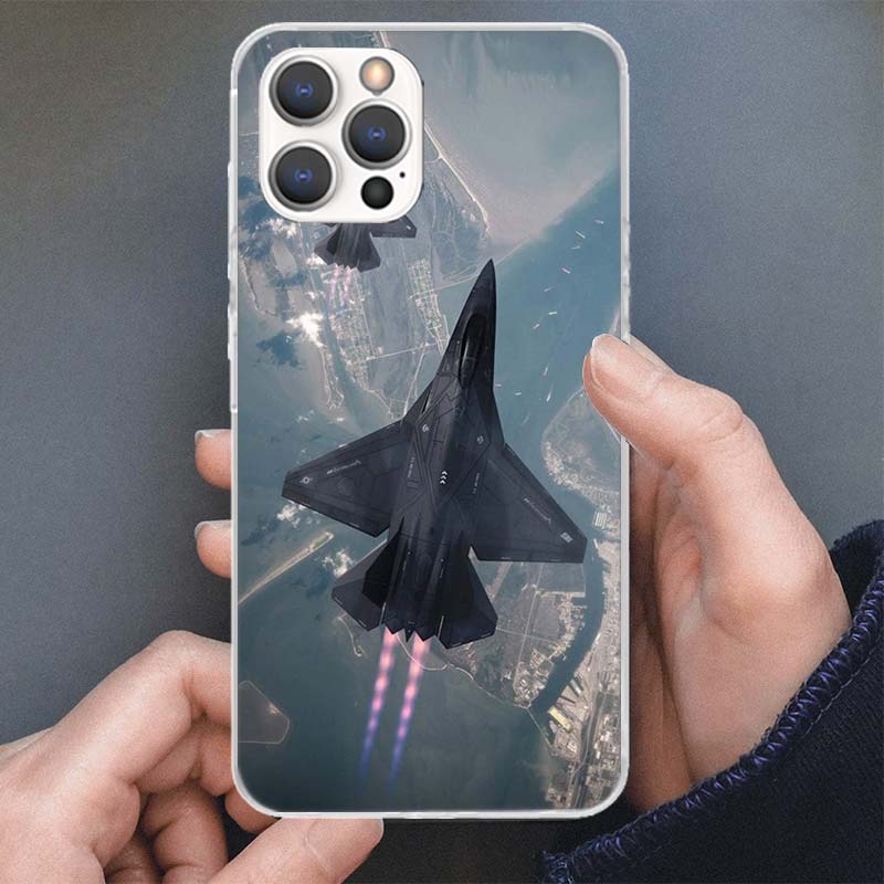 Military Aircraft Warship Fighter Phone Case For iPhone 17 16 15 14 13 12 11 Pro Max Mini Plus Air 7 SE 8 Soft Silicone Print Sh