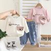 Girls' 2025 Fashionable Autumn Two-Piece Set: Long Sleeve Sweatshirt & Casual Outfit