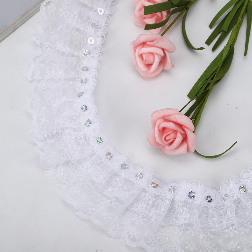 

1pcs Sequins Embroidered Lace Ribbon 3 Layer DIY Craft Trim Embroidered Lace Trim Sewing Craft белый