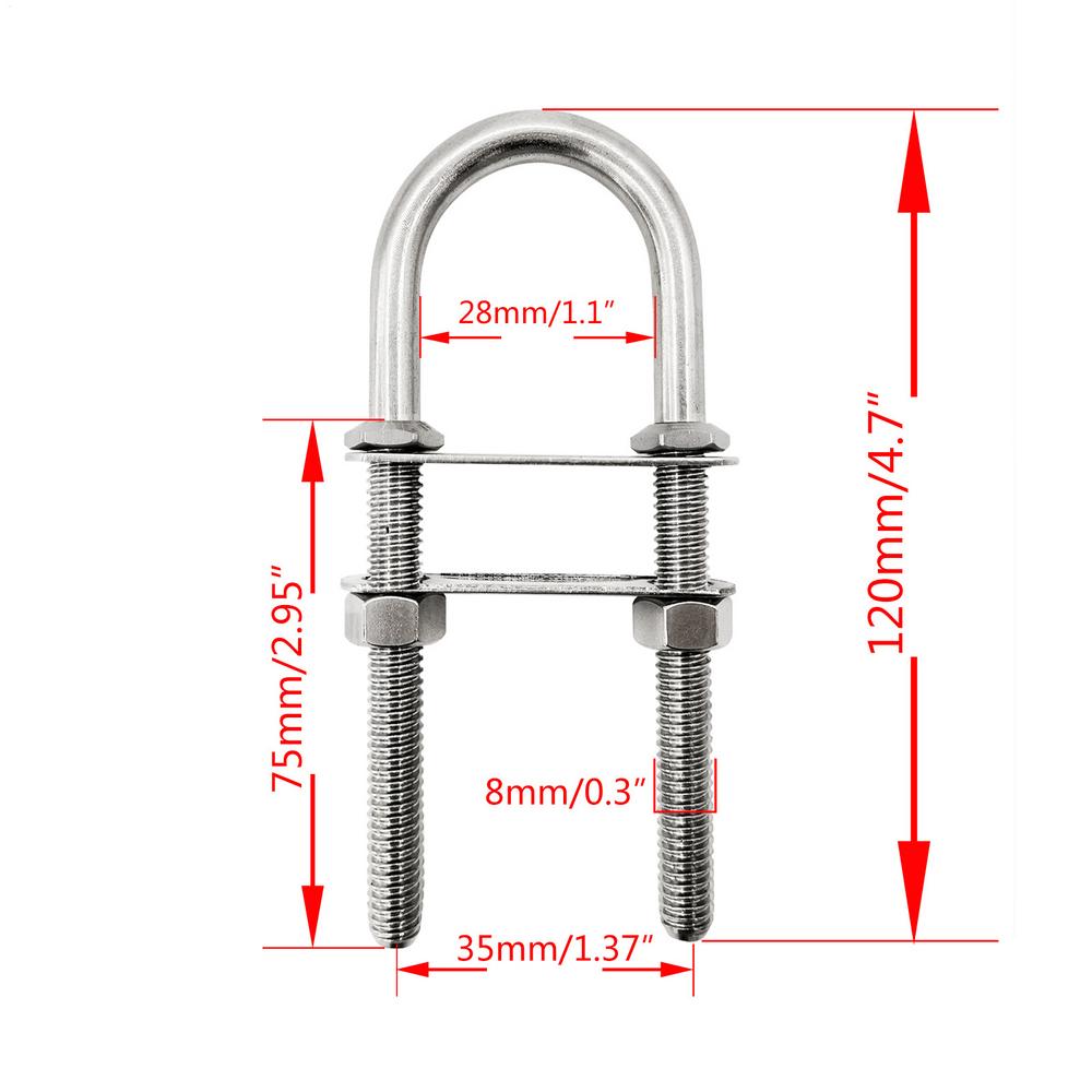 Stainless Steel U-bolts M8/M10/M12 Specification Screws and Bolts Heavy Duty Hardware Accessories for Ships and Yachts