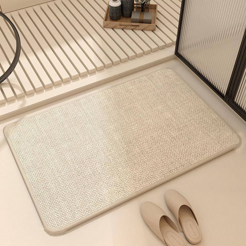 Linen Diatomaceous Earth Non-Slip Bath Mat: Strong Water Absorption, Anti-Fall Design for Bathroom and Washroom