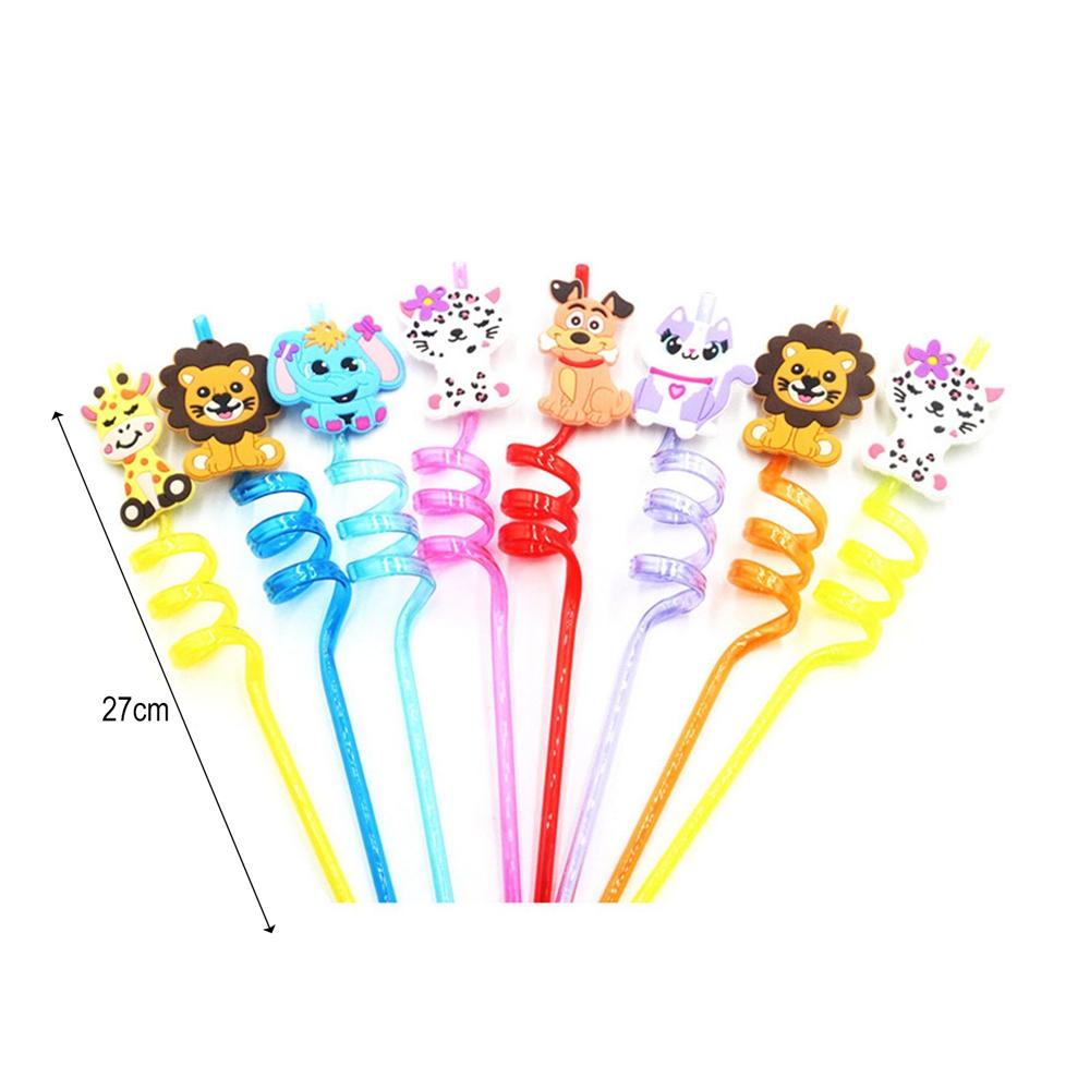 Straws 10pcs Plastic Cartoon Animals for Family Gatherings Pool Parties