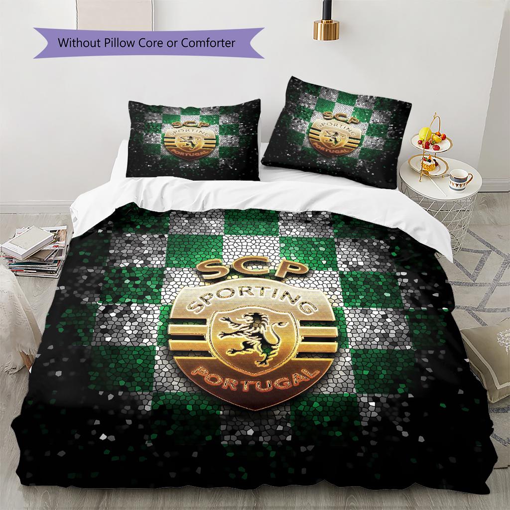 Sporting FC Pattern Bedding Quilt Set Quilt Cover Pillowcase Home Decoration Gift (1 * duvet cover + 2 * pillowcase, without core)