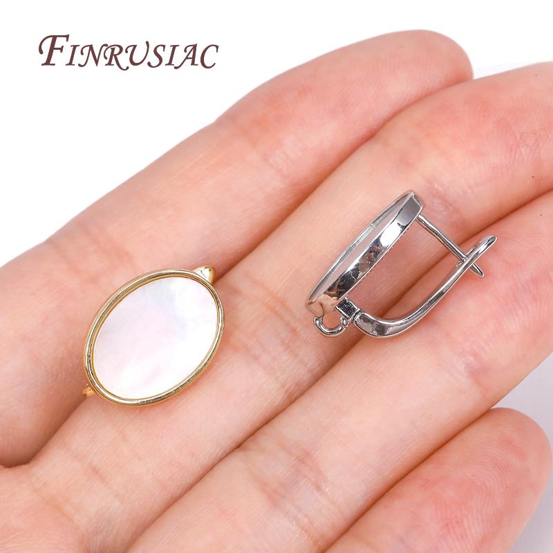 Oval Earring Clasp Fasteners,Rhodium/18K Gold Plated Natural Shell Earwires Fasteners For DIY Handmade Charm Earrings Findings