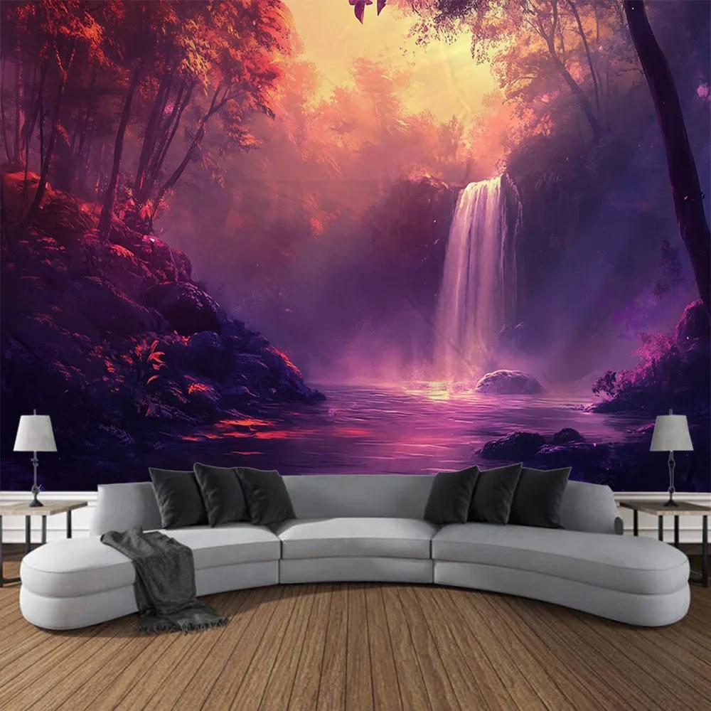 VIKAMA Waterfall Forest Tapestry Serene Landscape Wall Art Perfect for Nature Lovers Seeking Tranquil Home Decor 74x94cm(29x37in)