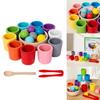 Wooden Montessori Color Sorting Cups Educational Toy For Childrens Cognitive Development