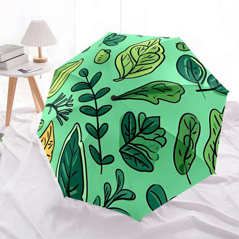 1pc Leafy Greens Pattern Automatic Open/Close Umbrella - Compact Travel Umbrella, Gift for Birthdayyy251208161