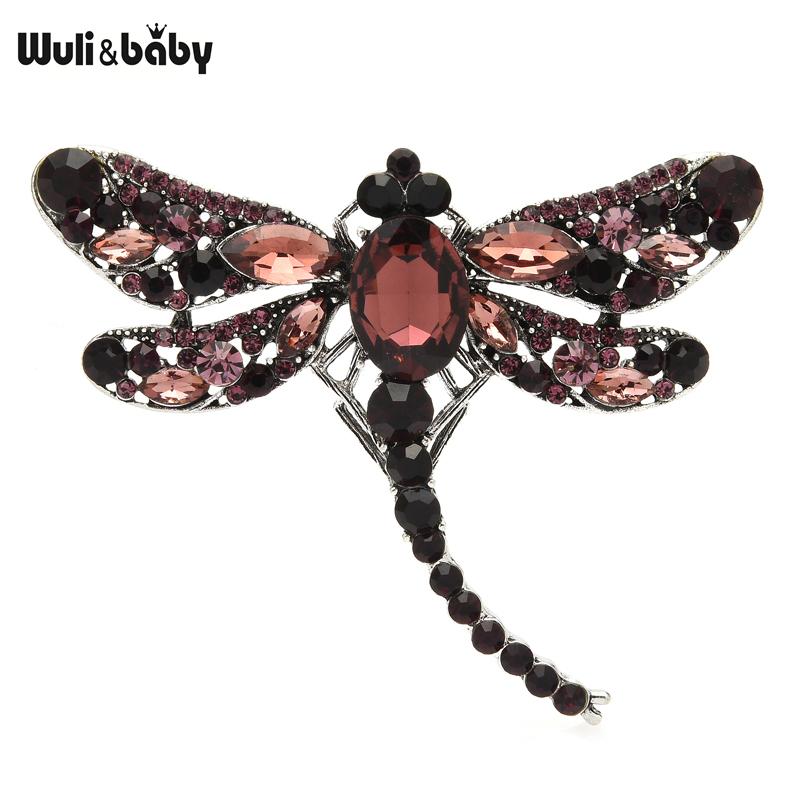 

Wuli&baby Smaller Size Crystal Dragonfly Brooches Women 6-color Classic Beauty Insects Party Office Brooch Pins Gifts evil eye фіолетовий