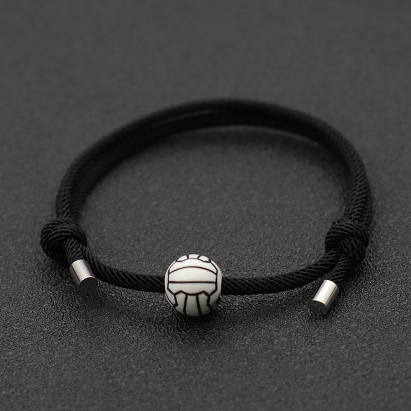 Pulsera de Voleibol de Moda para Hombres y Mujeres Pulsera Trenzada Ajustable Pulsera de Madera Vintage Brazalete para Gimnasio Regalo Joias