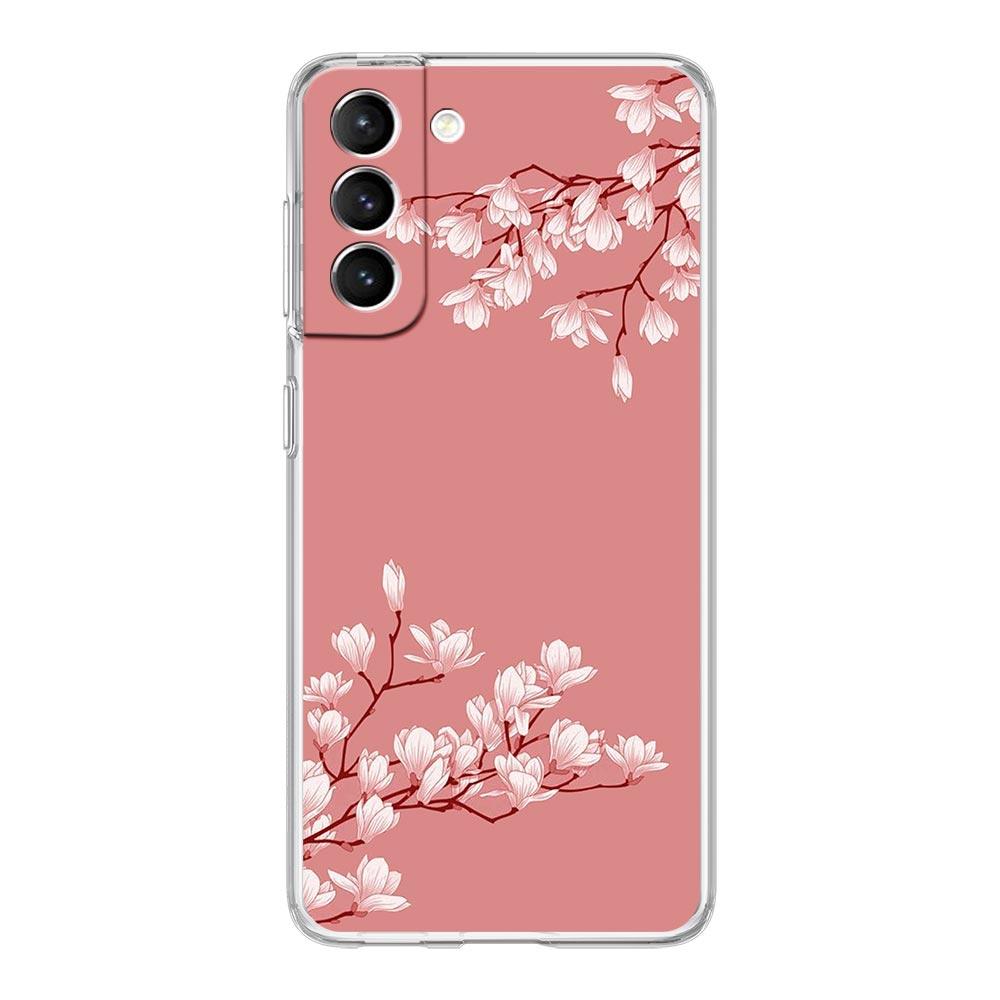 Cherry Blossom Tree Phone Case For Samsung Galaxy S24 S23 S22 S20 Ultra S21 FE 5G S10 S9 Plus S10E S8 Soft Silicone Clear Cover