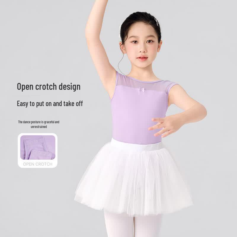 Girls' Mesh Splice Ballet Leotard
