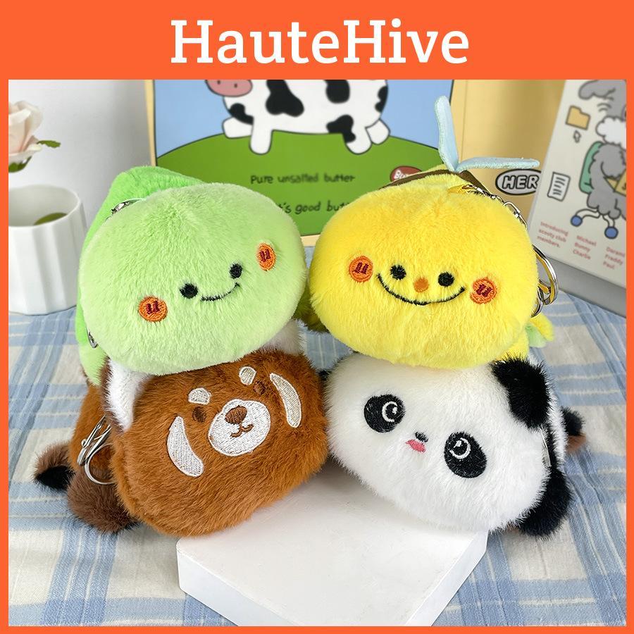 Plyšový oboustranný rozkošný zvířecí přívěsek na klíče s mazlivou pandou a mývalem pro milovníky zvířat